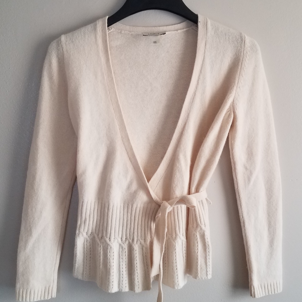 Cream LOFT Wrap Cardigan